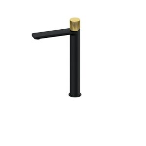 S2 black&gold miješalica za umivaonik L round visoka 225 mm crna/zlatna