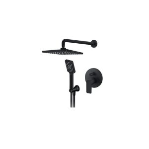 S2 black podžbukna miješalica sa zidnim i ručnim tušem (tuš ruža 210x210 mm) crna