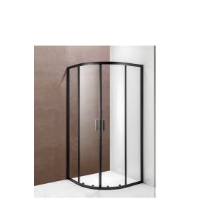 BLACK tuš kabina polukružna, transparent, crno, 800x800x1900