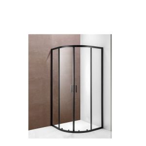 BLACK tuš kabina polukružna, transparent, crno, 900x900x1900