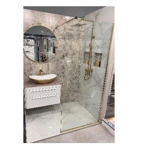 WALK-IN stijena 100x200 cm, zlatni profil, prozirno staklo 8 mm