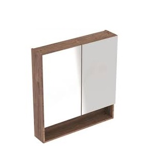 Geberit SELNOVA SQUARE element s ogledalom s dvama vratima orah struktura drva