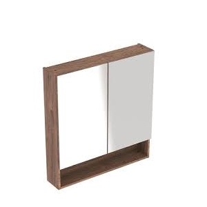 Geberit SELNOVA SQUARE element s ogledalom s dvama vratima orah struktura drva