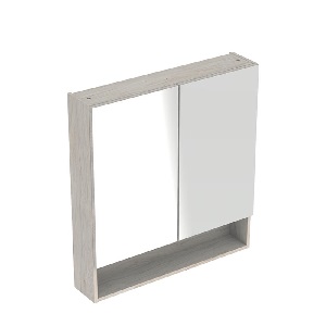Geberit SELNOVA SQUARE element s ogledalom s dvama vratima B 78,8 cm orah svijetli struktura drva