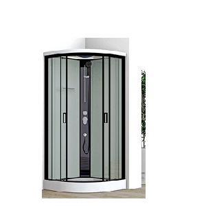 LANETA 900 tuš kabina zatvorena polukružna 90x90x219 cm crni profil/prozirno staklo
