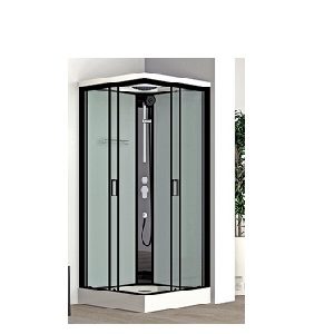 MARINE 900 tuš kabina zatvorena kvadratna 90x90x219 cm crni profil/prozirno staklo