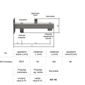Zidna konzola za ekspanzionu posudu za solarno UWK S